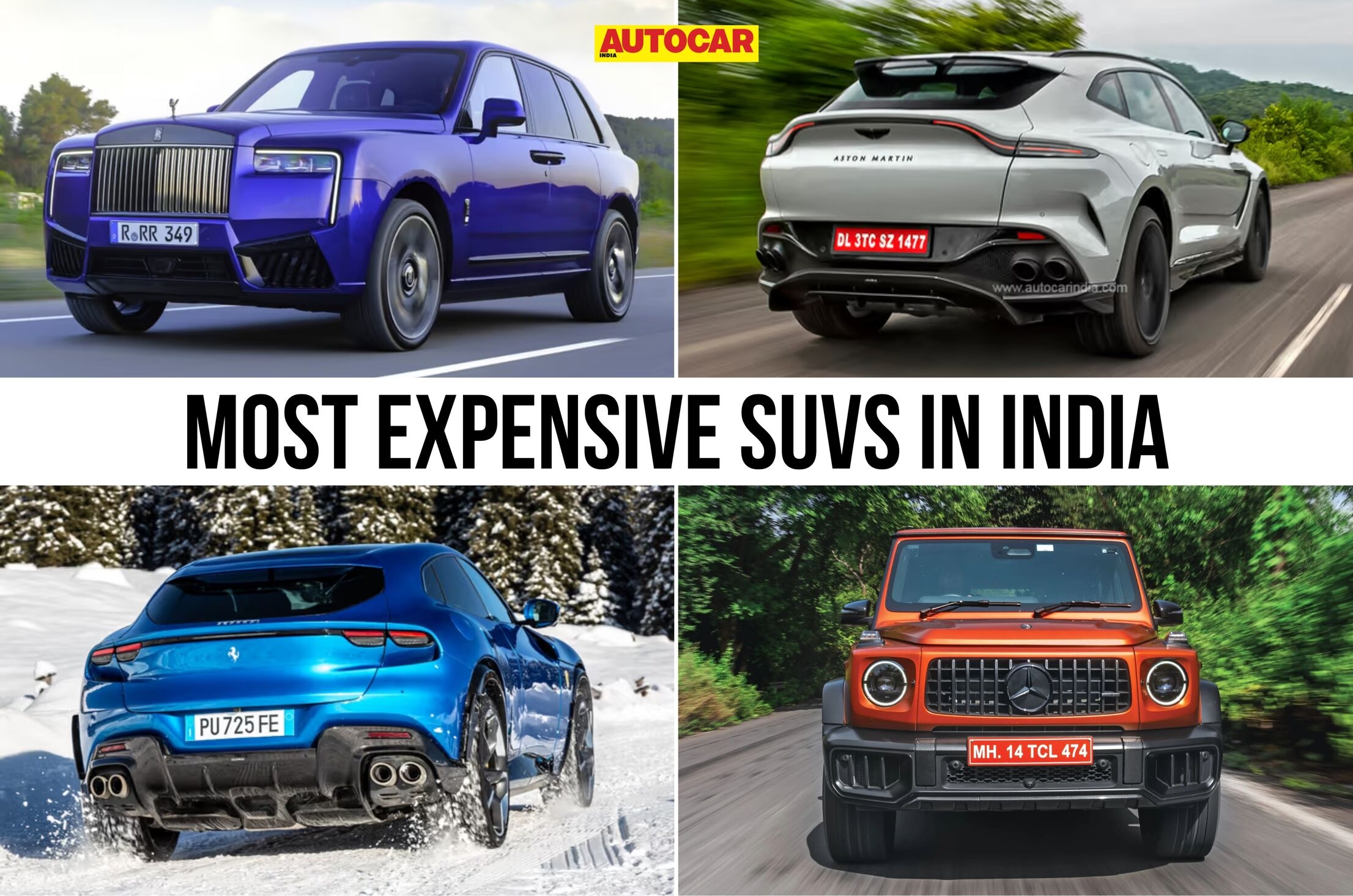 Rolls Royce Cullinan Aston Martin DBX 707 Ferrari Purosangue Mercedes G63 in motion